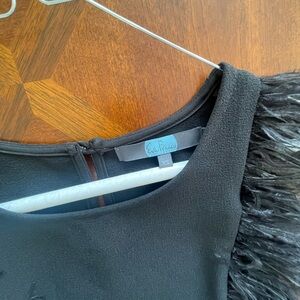 Black Sleeveless Dress with Feather Detail